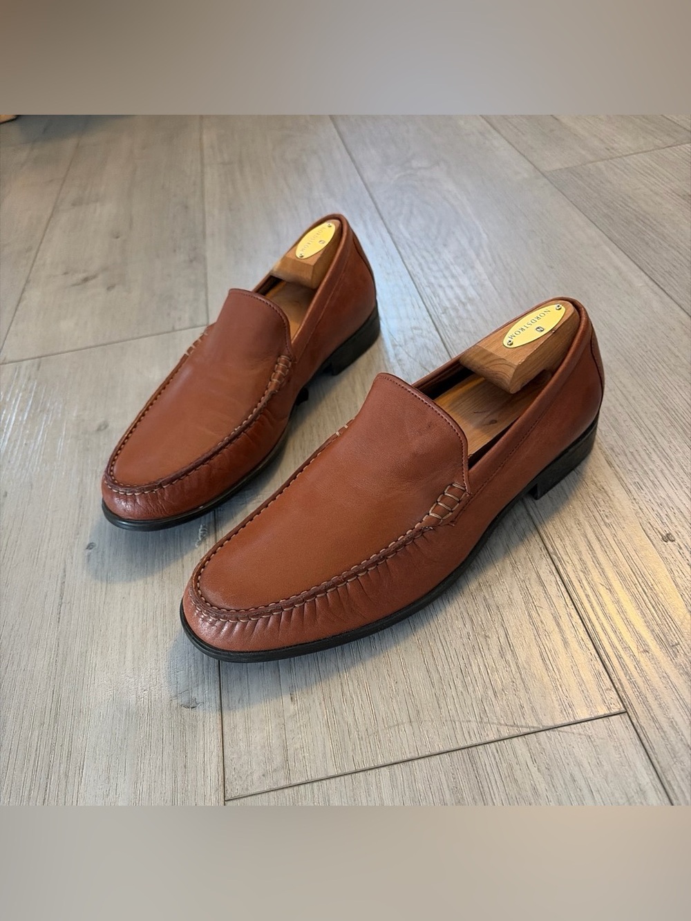 Johnston & Murphy Tan Leather Slip-On Loafers